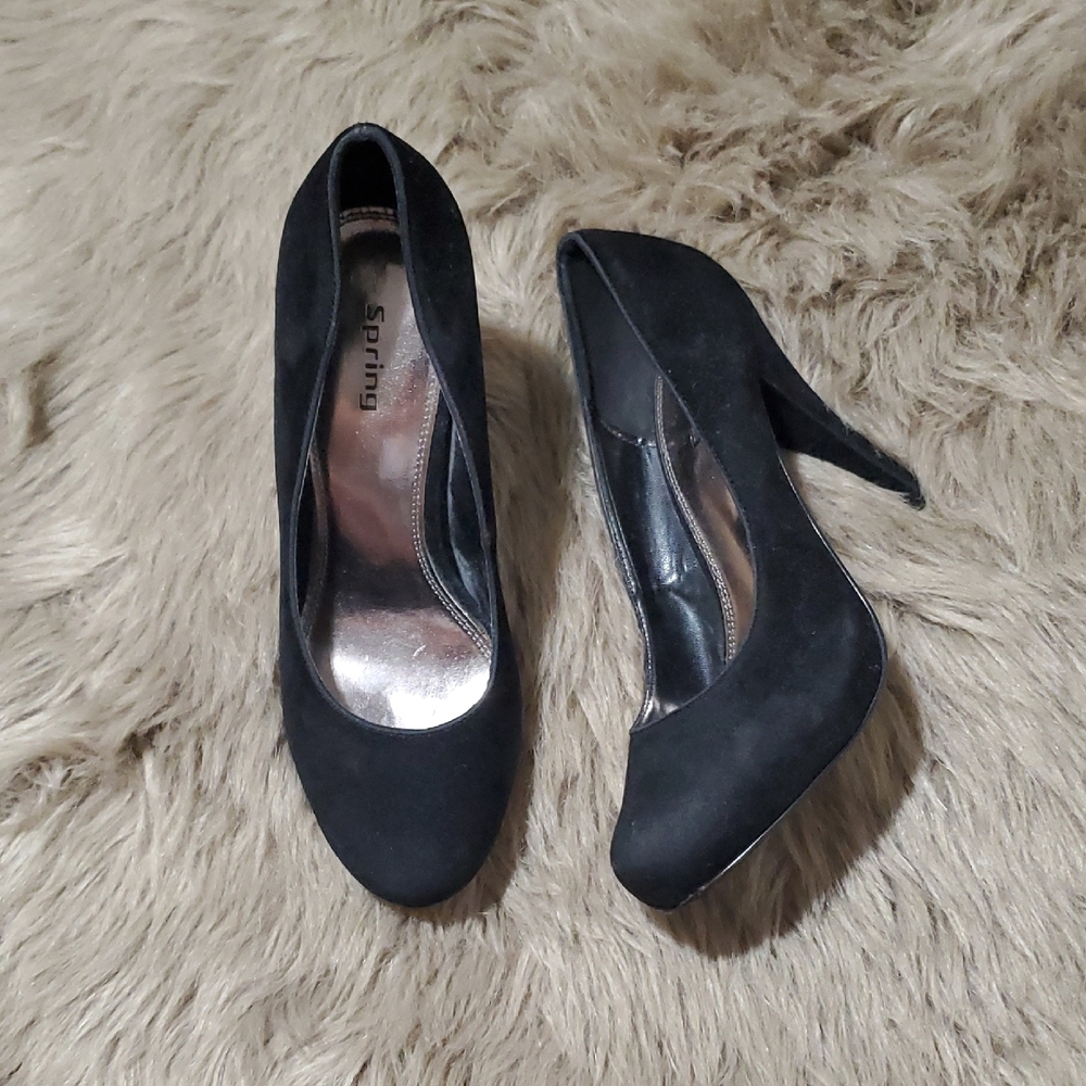 Black Suedette Plattform Heels